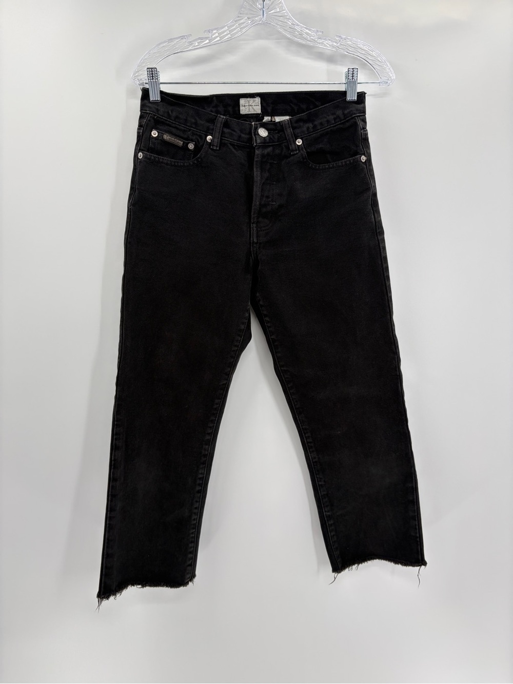 Calvin Klein 90s 2000s y2k raw hem straight leg cropped black jeans size 26